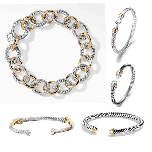 Bracelet torsadé Dy Classic Bracelets Designer Fomen Women Fashion Gold Sier Pearl Cross Diamond Hip Hot Jewelry Party Mariage Gift Wholesale S