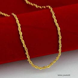 Chaîne torsadée Chaîne de corde remplie d'or jaune solide pour femmes hommes 18 pouces