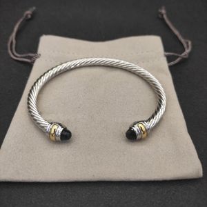 Pulsera de diseño retorcido DY diamante perla cabeza joyería mujer pulsera plata retorcido brazalete cable alambre brazaletes pesos apertura brazalete accesorios zh149 B4