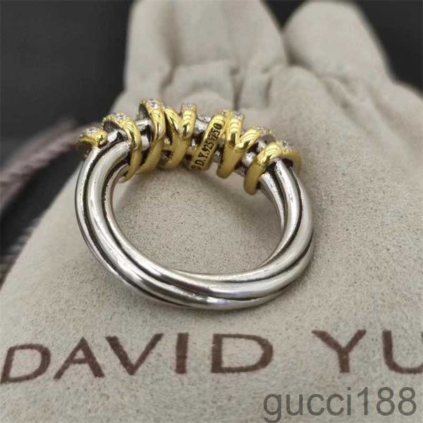 Twisted Dy Vintage Band Anillos de boda para mujeres Hombres Regalo Diamantes Plata de ley 925 Moda Chapado en oro de 14 k Compromiso Anillo Dy de lujo Joyería ZE7E