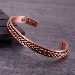 Twisted pure koperen armbanden Braid Gezondheid Energie Magnetische armband Voordelen Mannen Verstelbare manchetarmbanden Antritis Pijnverlichting Q0717 235K