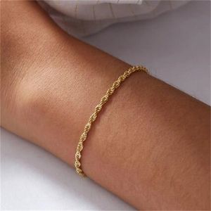 Rope torsadé bracelet Chian pour femme Hip Hop Punk 4 mm Gold Color en acier inoxydable Gold Collier Collier Fashion Bijoux