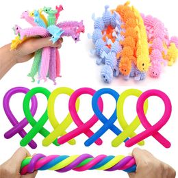 Cuerda torcida Fidget Toy TPR Caterpillar Unicorn Fideos Cuerda de tracción Goma suave Cuerda elástica Cuerda elástica Alivio del estrés Juguetes juguete para apretar