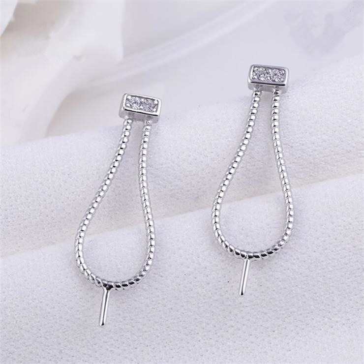 Twisted Textured Earring Settings 925 Sterling Silver Earring Mounts to stick Round Pearls on 5 Pairs