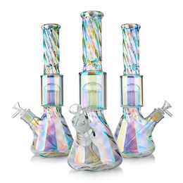 Twisty dik glas iriserende beker Bong Heady Dab Rigs Holografische regenboogglazen pijpen Waterpijpen Roken Bongs met 10 armen perc 14 inch fabrieksgroothandel