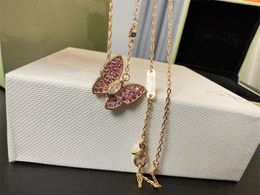 Collier de créateur de deux papillons pour femme, chaîne de corde classique, pendentif moissanite, bijoux de luxe, colliers de luxe pour femmes, tendance zl133 F4