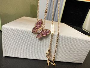 Twee vlinder designer ketting voor vrouw klassieke touw ketting moissanite hanger collier sieraden luxe kettingen vrouwen trendy zl133 F4