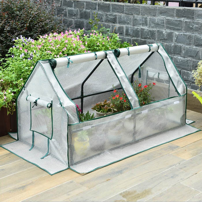 Two-cell floor-to-ceiling garden greenhouse Tunnel Mini Plant insulation Seedling shed -Kraflo jardin Supplies