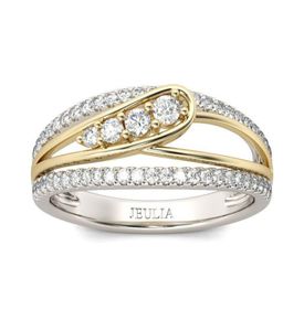 Anneaux de diamant en deux plaqués en or pour les femmes Crystals pleins Fashion Feme Feme Ring Jewelry Accessoires 9870556