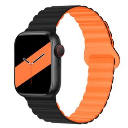 Tweekleurige silicagel magnetische riem tweedelige lus gesp voor Apple Iwatch S9 8 Ultra2
