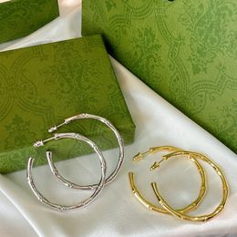 Dos colores Pendiente conjunto de bambú Círculo grande Hip Hop Pendientes de moda Diseñador de lujo Pendientes chapados en oro y plata Joyería para mujer