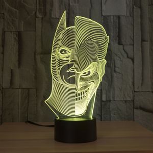 Two-Face Man Joker en Batman 3D Abstract Visual 7 Soorten kleuren Wijzig aanraaktoetsen USB Desk Lamp217F