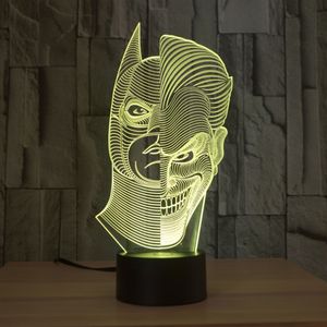 MAN JOKER TWOSE ET BATMAN 3D RÉSUMÉ Visual 7 types de couleurs changent touches tactiles USB Desk Lamp217f