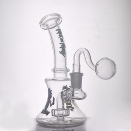 Recycler bécher Bongs narguilé Fleur Décor Chambre Dab Rig Soufflé À La Main Cône Base fumer Conduites D'eau avec 14mm tabac Bol verre brûleur à mazout tuyaux