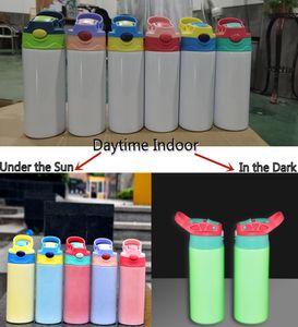 Deux fonctions Child Water Bottle Sublimation Blanks 12oz Glow in the Dark UV Couleur Changement de gobelets d'enfants hétéros
