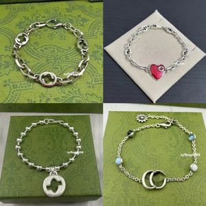 Two g23 Bijoux de luxe de créateur en argent sterling 925, bracelet de créateur en émail, pendentif d'amour, pendentif clé, bracelet rouge turquoise, bracelet rétro tendance pour hommes et femmes