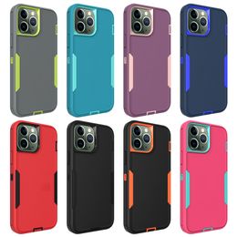 Twee in één gevallen contrast kleur anti-fall robot pantser tpu pc telefoonhoes voor Apple iPhone 11 12 13 mini pro max cover