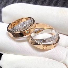 Twee in één schroef Dubbele ring Cross Ring Sieraden Designer voor vrouwen Love Ring Designer Ring Titanium stalen ringen vergulde vergulde nooit vervagende niet-allergisch met doos