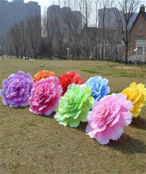 Parapluies de fleurs en tissu à deux couches fabriqués à la main Simulation de pivoine Parasol décoratif ou ornements de fête de mariage de haute qualité 78sy5 XBkk6552645