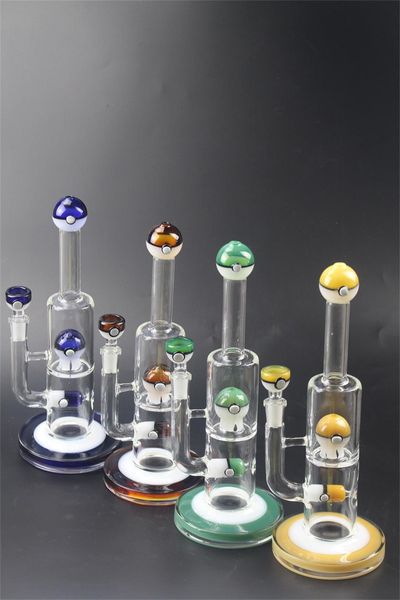 Bongs à eau en verre à deux couches, plates-formes pétrolières Dab, tuyaux pour fumer, tabac à narguilé, joint femelle de 14mm