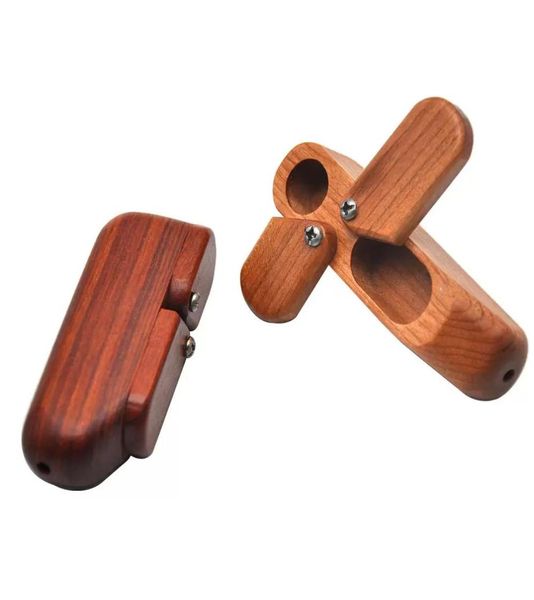 Deux couches de bois tournant fumer tuyau en métal portable filtre portable Reggae fumer tuyau en bois naturel bois fait à la main tuyaux de fumée9859940