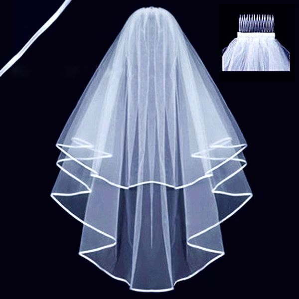 Veaux de mariée deux couches peigne à cheveux en plastique voiles de mariée simple veille de mariage en tulle simple voile blanc pour les accessoires de mariage