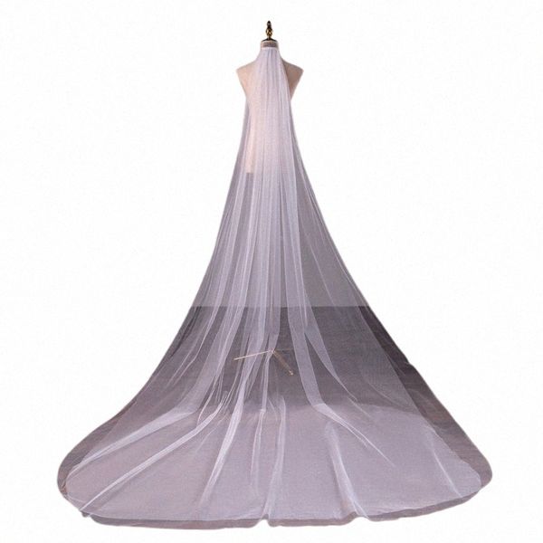 Deux couches de mariage voile mariée voile blanc 3 mètres 5 mètres Lg Veu De Novia bref voile pour mariée avec peigne voiles d'église k4Ld #