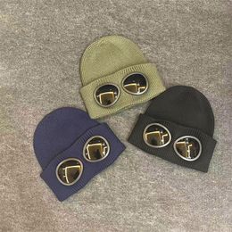 Twee lensglazen bril breanies mannen gebreide hoeden schedel petten buiten vrouwen winter beanie zwart grijze motorkap gorros