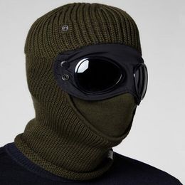 Gorros con capucha cortavientos de dos lentes, gorros de punto de algodón para exteriores, máscara informal para hombre, gorros de calavera a prueba de viento, sombreros, negro, gris, verde militar