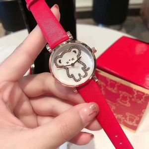 Twee naaldreeks luxe horloges Little Bear Dial Quartz Watch Designer horloges Arma Brand Leather Riem Ladies Fashion Accessoires