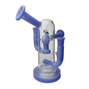 Deux buses polyvalentes narguilés verre Bong recycleur fumer tuyau d'eau Dab plate-forme 19 cm hauteur avec joint de 14 mm