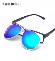 TWO Oclock Multi Couleurs Clip Sur Lunettes De Soleil Hommes Polarisés Femmes Pilote Fit Sur Lunettes De Soleil Flip Up Polaroid Lentille Lunettes De Conduite8111784