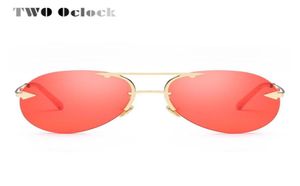 Deux lunettes de soleil pilotes surdimensionnées Femmes Vintage Transparent Red Sun Glasses Rimless Aviation Eyewear R661678660829