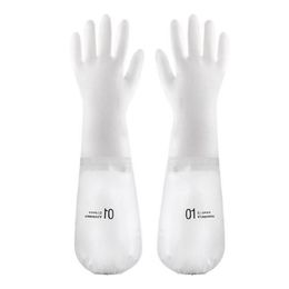 Deux paires de gants de vaisselle en plastique épaissi en peluche durables femmes imperméables en caoutchouc bol de lavage cuisine blanchisserie rubber2664