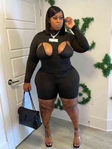 Deux Pièces Ensemble Femme Été Sexy Outfit 5xl Club Wear Haut À Manches Longues et Noir Plus La Taille Shorts Ensembles En Gros En Vrac Dropshipping Y220804