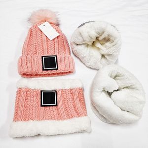 Bonnet de créateur en deux pièces, bonnet et écharpe, casquettes classiques en laine, design d'hiver, châle, chapeaux de créateurs, écharpes en laine, écharpes enveloppantes, 5 couleurs, équipement chaud rose