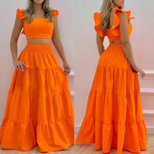 Tweedelige kleding 2 pcset zomer fantastische zachte rok romantische vrouwen elegant voor prom 230512