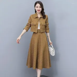 Robe deux pièces 2024 Mode Casual Costume Femme Coréenne Jupe taille haute au printemps et à l'automne d'élégant