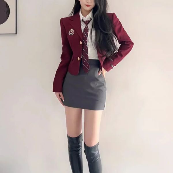 Robe de deux pièces 3 pièces femmes vêtements jupe ensembles printemps automne manches longues japon doux JK uniforme Preppy style mode blazer décontracté manteau costume 231024