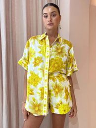 Robe en deux pièces australien Designer a conçu un ensemble de chemises imprimées au citron, un short droit à taille haute BB