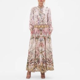 Tweedelige jurk Australische ontwerper Dress Magic Pink Flower Pattern Silk Set