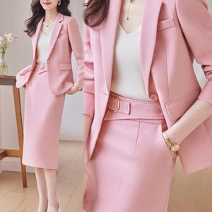 Robe de deux pièces automne formel blazer jupe ensembles tenues coréenne femme d'affaires femmes bureau dames veste de travail costume 2 pièces ensemble hiver 230927