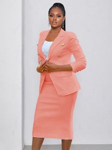 Tweedelige jurk blazer pakken voor vrouwelijke witte jassen en rokset elagant dames kantoor werk roze sets balzers pak 2023 230324