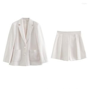 Tweedelige jurkblazers voor vrouwen elegante stijlvolle vintage vacht met lange mouwen knopvakken herfst mode witte jassen dames 2022