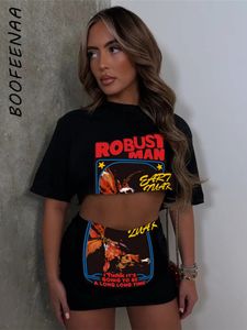 Tweedelige jurk BOOFEENAA set met grafisch T-shirt en minirok dames zomerkleding streetwear baddie-outfits korte sets C87CB18 230518
