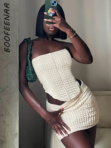 Tweedelige jurk BOOFEENAA damesmode set minirok en corset top naakt sexy club outfits voor korte bijpassende sets C85 CG17 230912