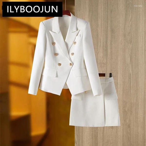 Robe de deux pièces Business Lady Blazer blanc costumes Slim Design formel bureau femmes 2 pièces jupe ensembles haut élégant qualité