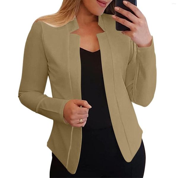 Gabardina con botones de dos piezas para mujer, informal, de manga larga, con frente abierto, cuello con muescas, cárdigan, chaqueta de oficina para mujer, trabajo diario