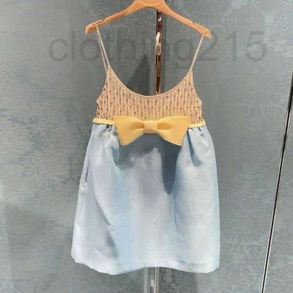 Vestido de dos piezas Diseñador 2022 Verano Nuevo vestido Chica Industria pesada Bowknot Fluffy Nail Bead Sling Small YB 90SP