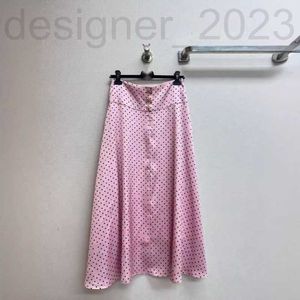 Tweedelige kledingontwerper 24p lente/zomer roze zwarte polka dot print letter een lijn nek open rugriem+half rok wd02